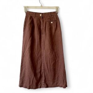 Vintage J Press Brown Linen Midi Skirt size XS/S excellent condition summer